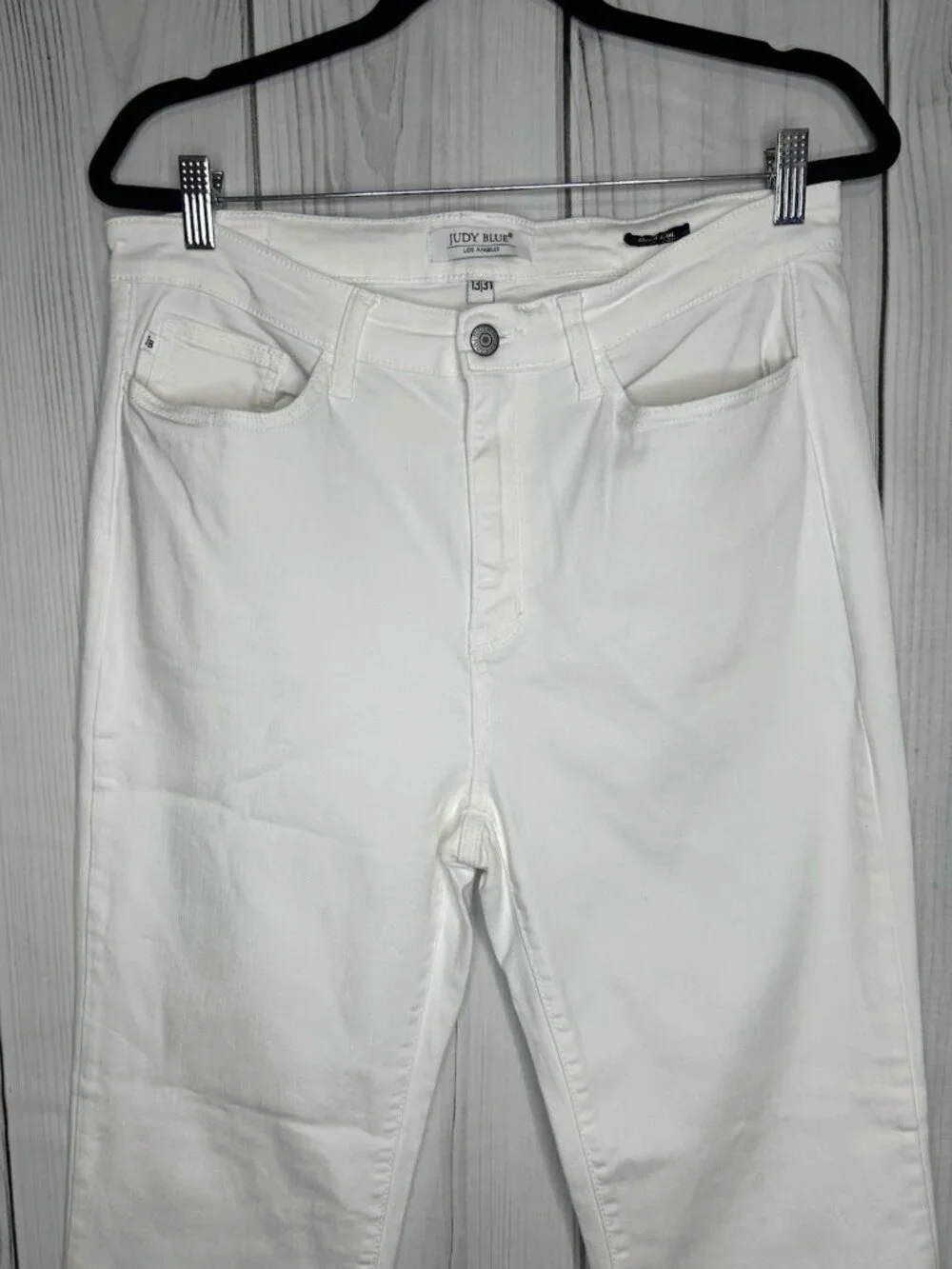 Judy Blue Boot Cut Jeans Womens 13/31 34x29 White High Waist Raw Hem JB82279
